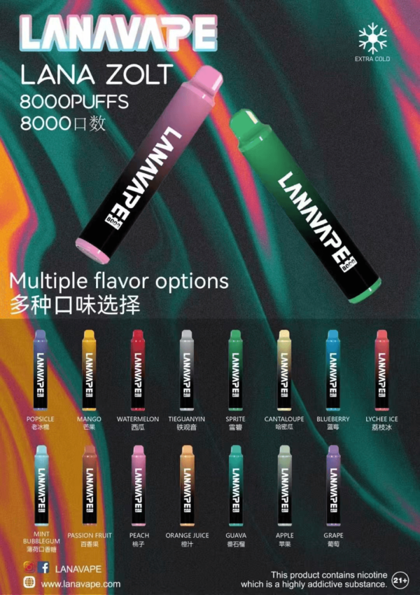 LANA ZOLT拋棄式8000口一次性 (可充電)