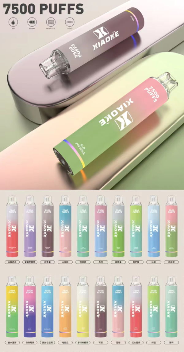 XIAOKE梟客拋棄式7500口可充電 / 獨家稀有綠豆口味!!